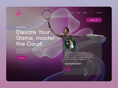 Tennis Academy Landing Page — Modern Sports UI basketball football game hero area landing page match mobile modern ui play game product design sports landing page sports ui sports website tennis tennis landing page ui design uiux web design