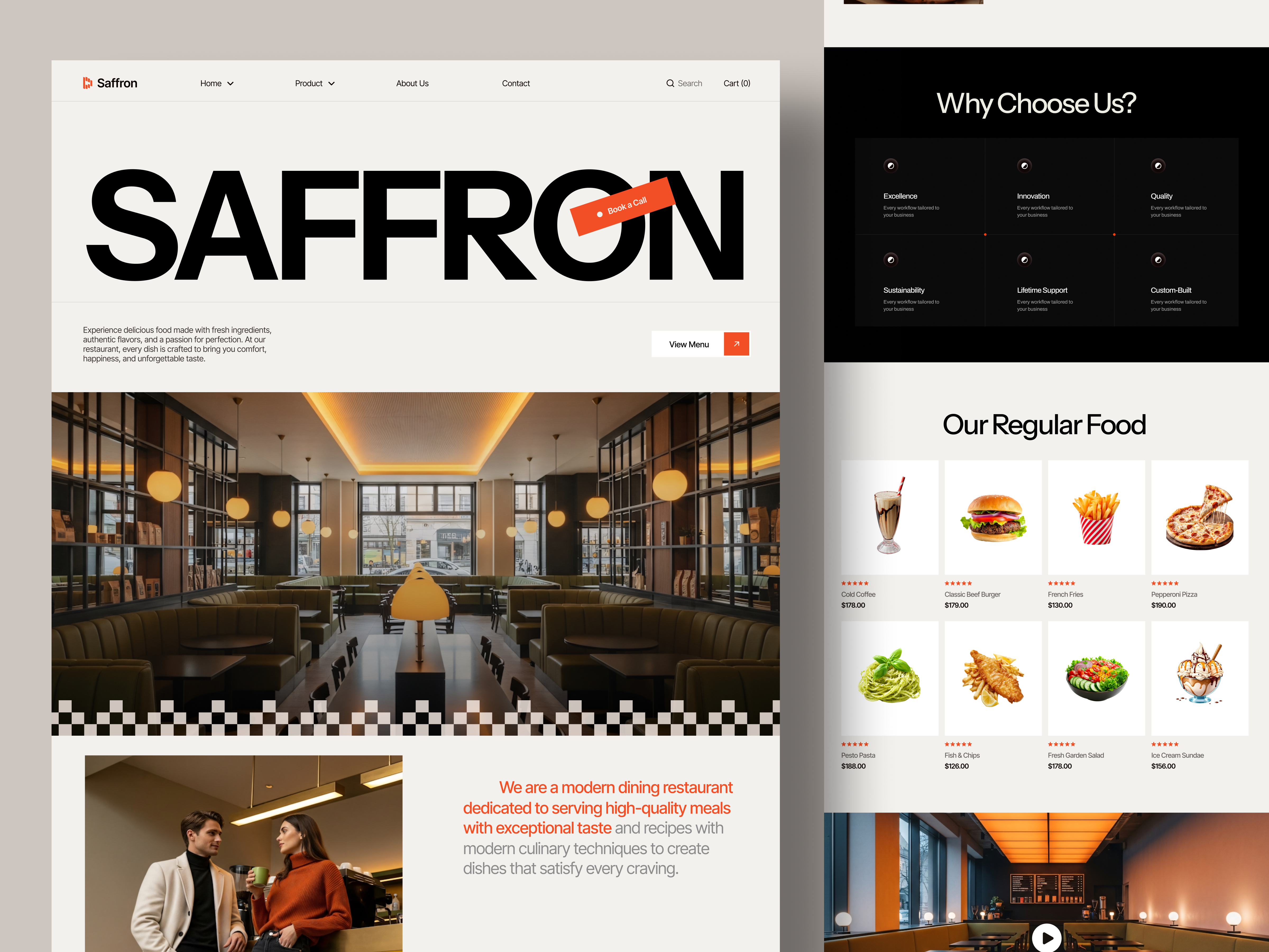 Saffron — Restaurant Website UI/UX Design branding design conversion design creative web design dining experience figma design food and beverage food website hospitality design landing page design menu design mobile ui design modern ui product design responsive web design restaurant branding restaurant website design ui ux design visual identity web design website ui