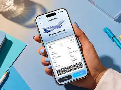 Flight Booking Confirmation – Travel Mobile App UI app design boarding pass booking app figma design flight app flight booking mobile app design mobile ui product design travel app travel booking app travel ui ui design ui ux design