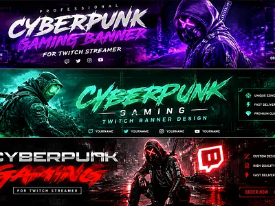 Gaming Banner custom banner design cyberpunk aesthetic cyberpunk banner dark futuristic esports banner esports graphics futuristic design gaming banner gaming overlay glitch effect neon aesthetic neon lights professional gaming banner sci fi gaming streamer banner streamer graphics twitch banner twitch stream vaporwave style youtube gaming banner