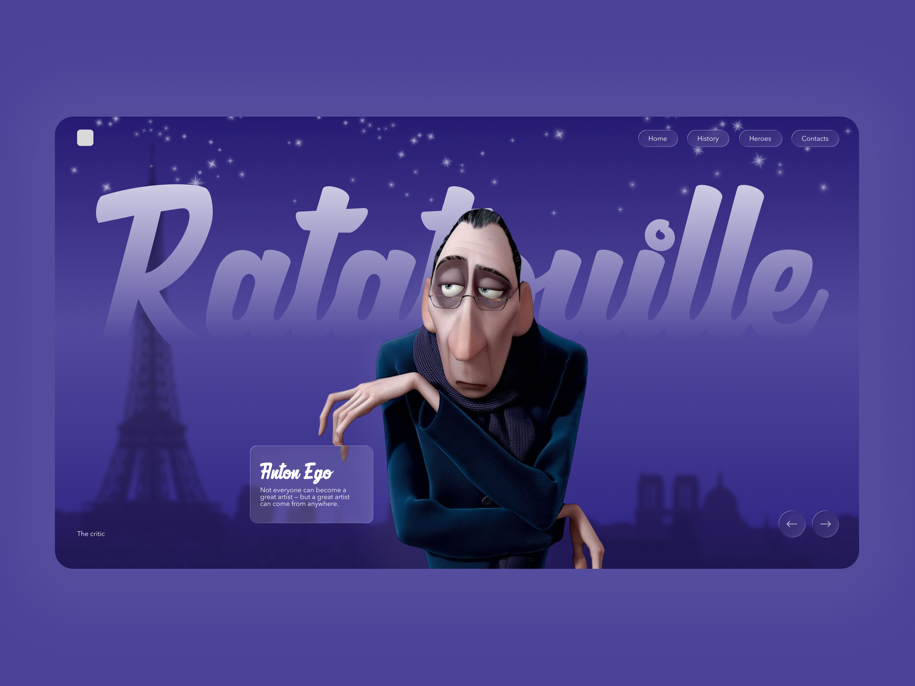Hero Screen Concept | Ratatouille | UI-design animation landingpage motion graphics ui webdesign