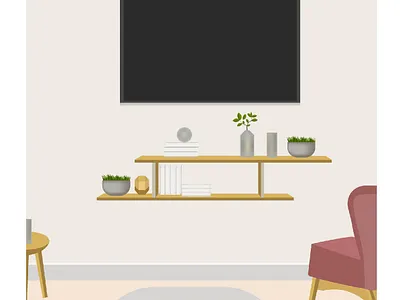 Flat-style modern living room interior illustration 3d branding flat graphic design logo ui web webdesign