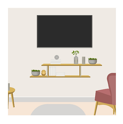 Flat-style modern living room interior illustration 3d branding flat graphic design logo ui web webdesign