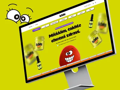 Kids Vitamins Ecommerce Hero Section children ecommerce eshop funny happy hero homepage kids mascot supplement vitamin vitamins