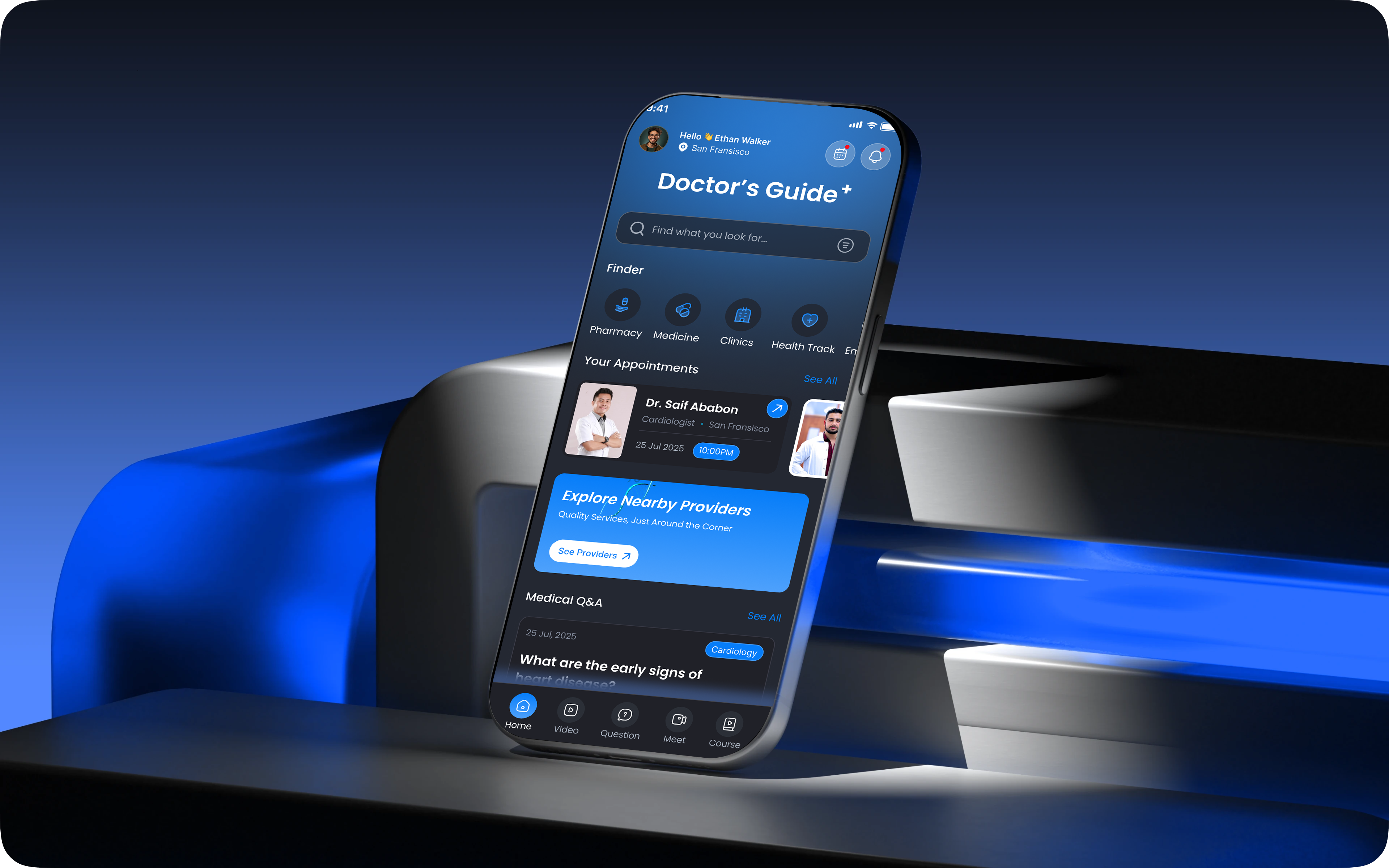 Medicon — Healthcare & Doctor Appointment App (Dark Mode) app design dashboard product design software system design ui ux design visual design web design website