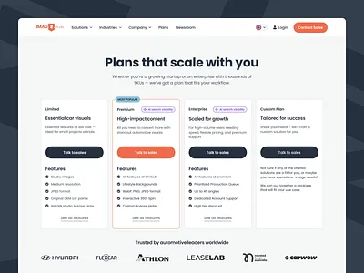 IMAGIN.studio: SaaS Pricing Page Redesign (Live) b2b saas b2b website comparison table conversion design conversion rate optimization figma to webflow landing page design plan cards pricing design pricing page design product design saas design saas pricing page saas website saas website design ui ux design web design webflow development webflow website website redesign