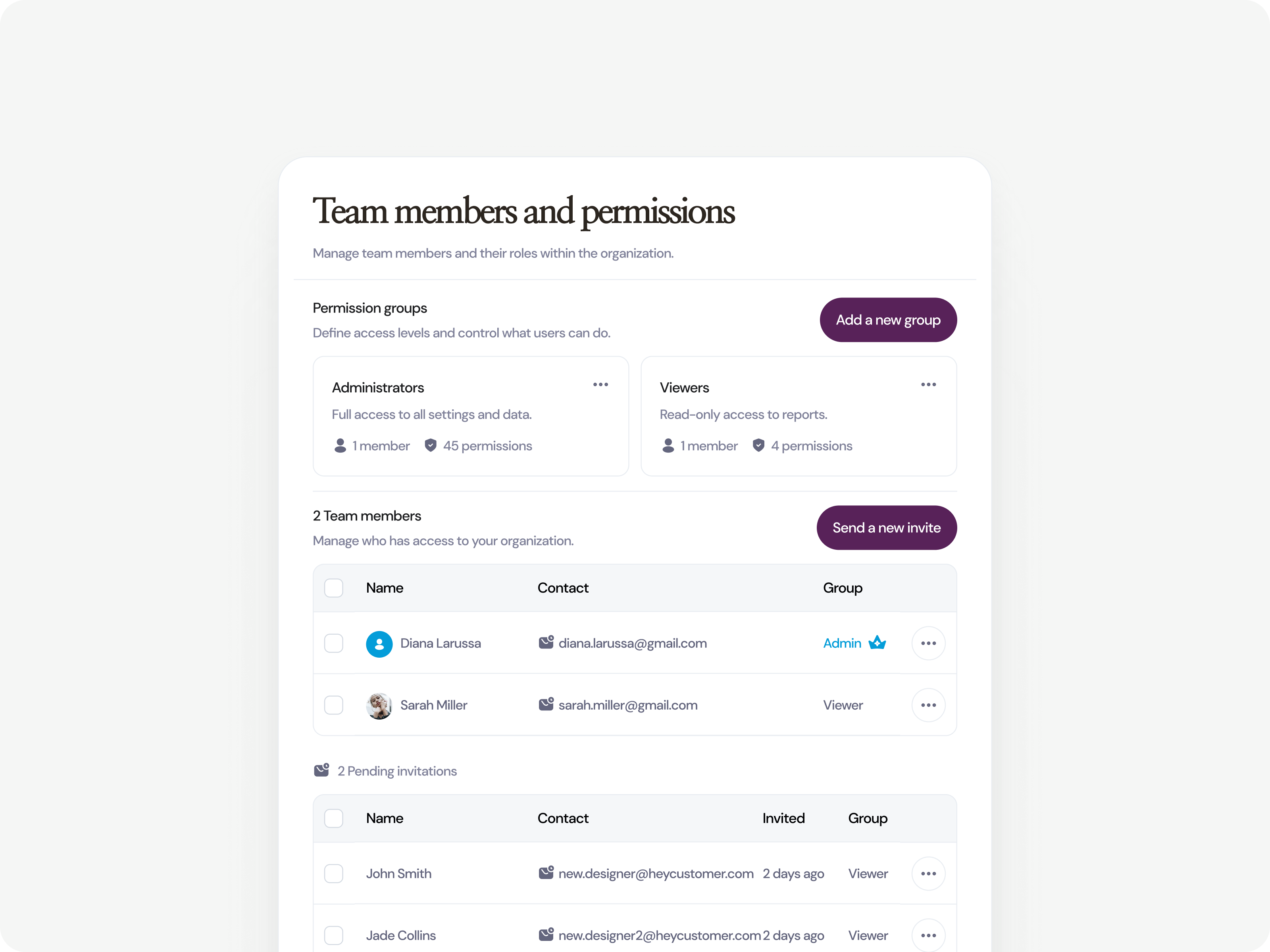 Team Members & Permissions UI — SaaS Settings, Role Management access control ui admin panel design b2b saas design dashboard ui figma ui design permission groups product design role management saas dashboard design saas product design settings page design team management ui ui ux design user permissions ui web app ui