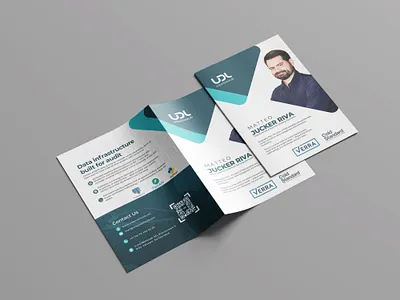 Corporate Tri-fold Brochure Design 3d presentation brochure design business flyer clean minimalist company profile corporate branding data science layout graphic design layout design leaflet design marketing collateral print design print mockup tech brochure tri fold brochure urbandatalab web design