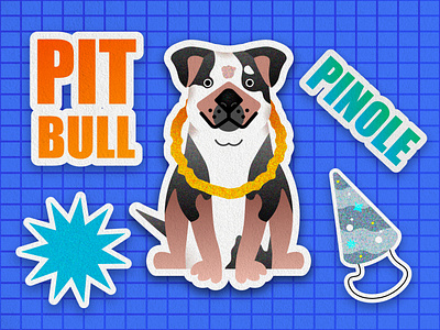 Pinole 2d adobe illustrator animal animals color cute design dog dogs grain graphic design illustration illustrator noise pitbull pitty sticker sticker design texture vector