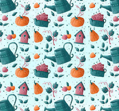 The patterns adobe illustrator autumn design drawing graphic design illustrations nuts ornaments packing packing design patterns procreate pumpkin watering can