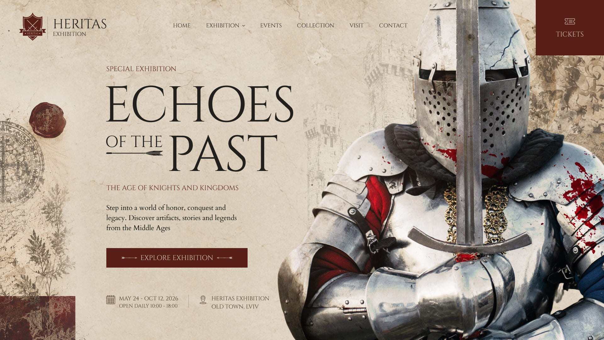 Heritas Exhibition — Historical Exhibition Landing Page