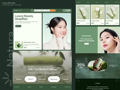 Natura — Luxury Skincare Landing Page Exploration beauty ecommerce framer healthy herbal landing luxury natural nature nutrition online page shop skincare store ui webflow website wordpress