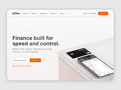 SaaS Finance Landing Page - Brex app bank app bank card brex cansaas expense management finance finance landing page finance website fintech interface minimalist modern modern banking saas saas finance uiux web app web design website
