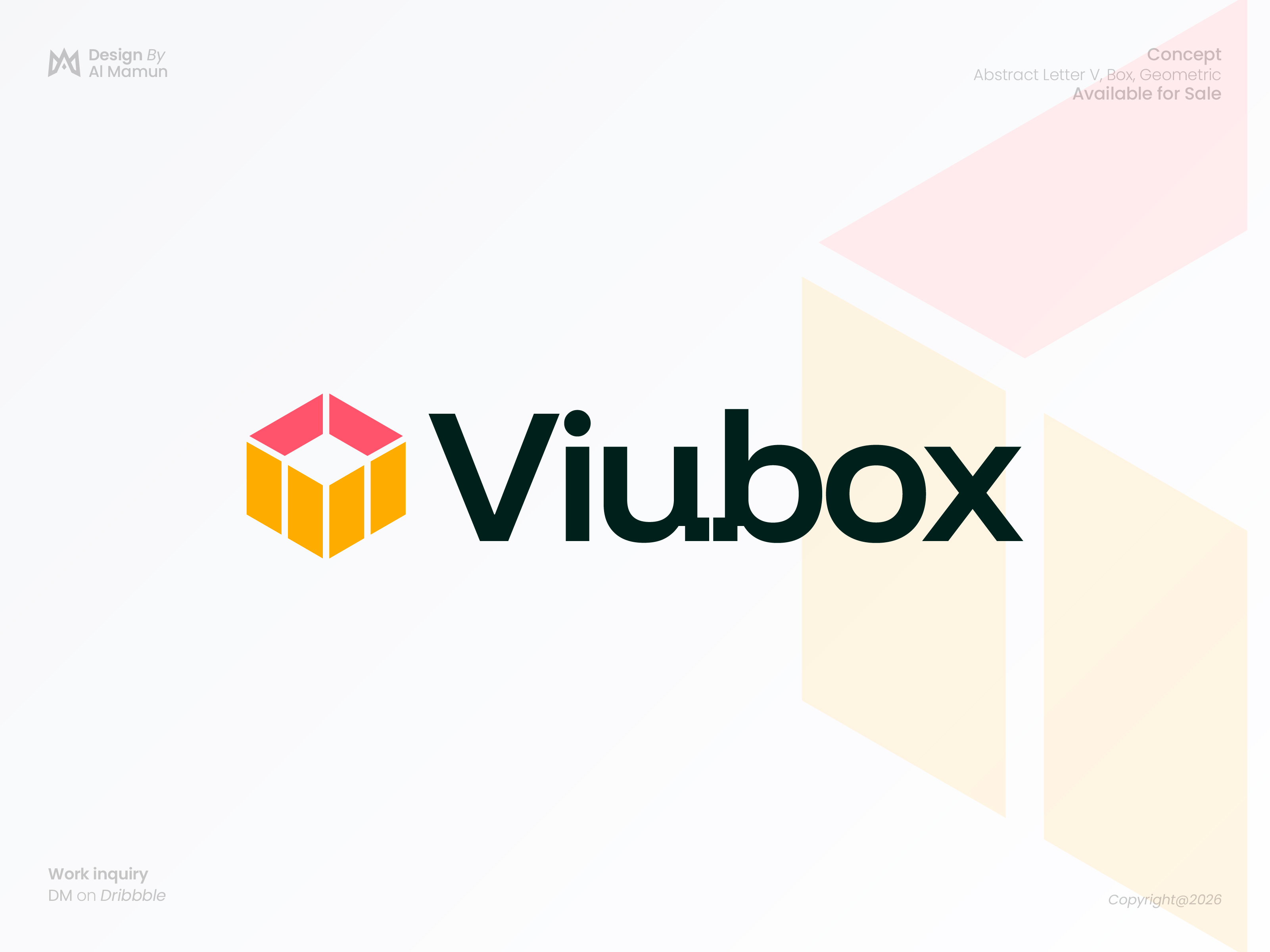 Viubox - Abstract V Letter Box Logo abstract logo app logo box logo brand identity branding corporate branding creative logo cube logo digital brand geometric logo letter v logo logo design logo mark minimal logo modern logo saas logo software logo startup branding tech logo visual identity
