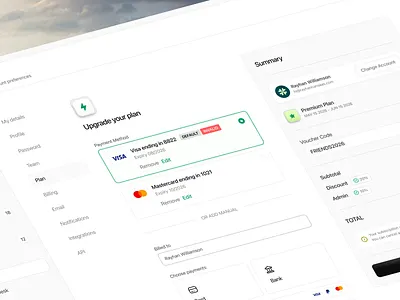 Finpoint - Payment Settings add card cansaas checkout clean design minimalism online shopping payment methods payment settings product design product details retail app saas side nav transaction ui ui design ux web design