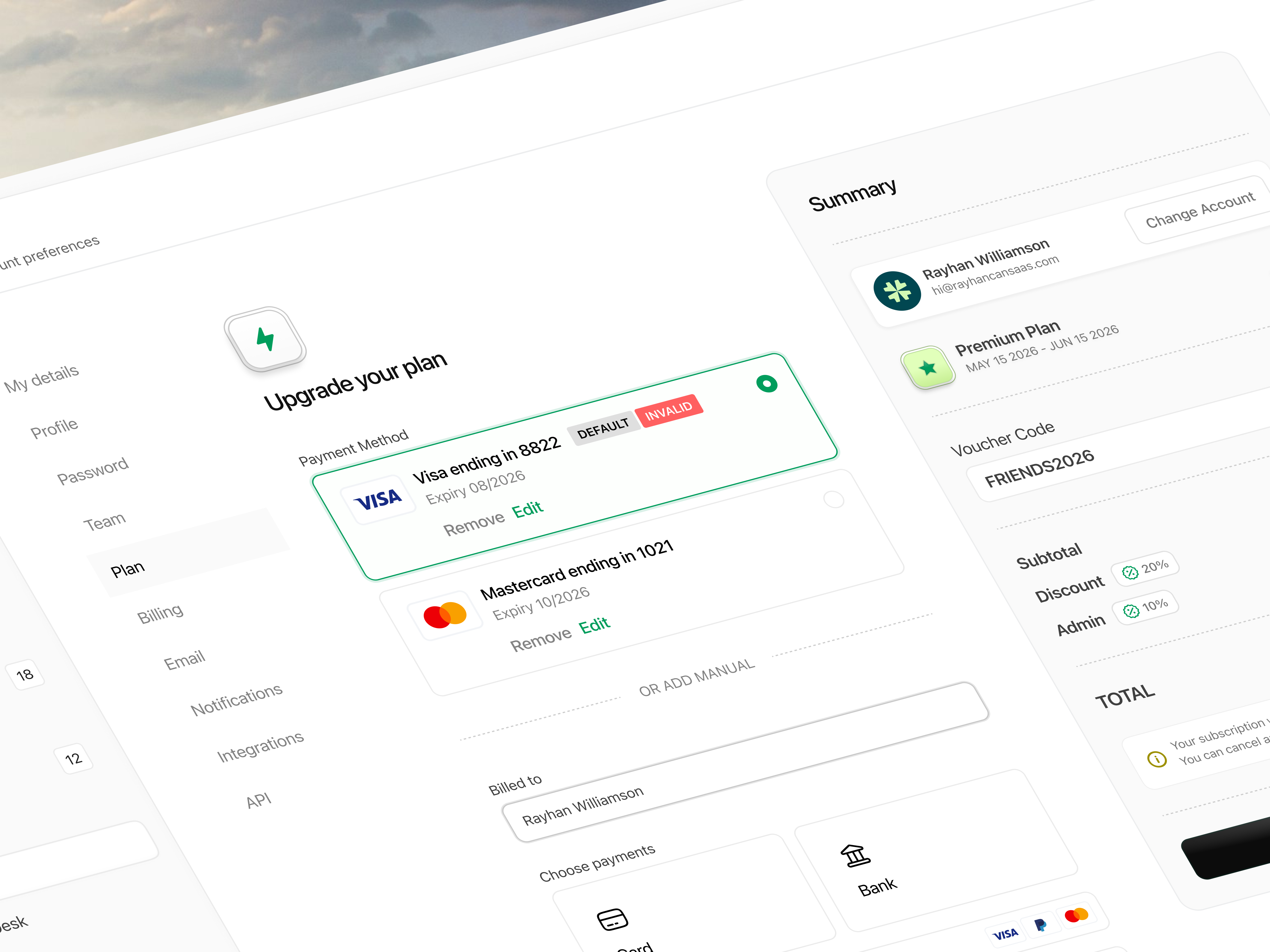 Example of Finpoint - Payment Settings