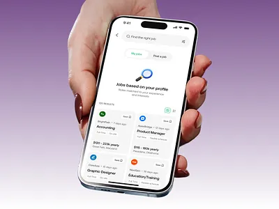 Job Search - Mobile App Design ai ai app design ai jobs ai powered job finder app app design app designer concept cv design freelance app hiring ios app design job job portal job search mobile app mobile app design mobile app designer mobile app ui recruitment app