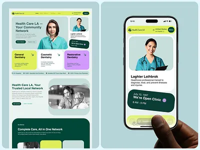 Healthcare Landing Page UI Design ✦ Health Care LA clinic website doctor appointment health website healthcare healthcare landing page healthcare website design healthtech hospital website landing page medical landing page medical service website medical website minimalist ui mvp design responsive design telemedicine ui ux design web design website design