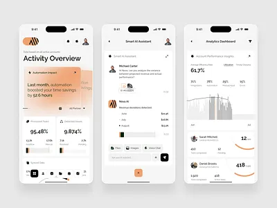 AI Analytics & Productivity App UI Design ai ai assistant analytics app design automation dashboard data analytics mobile app productivity saas statistics ui design ui ux