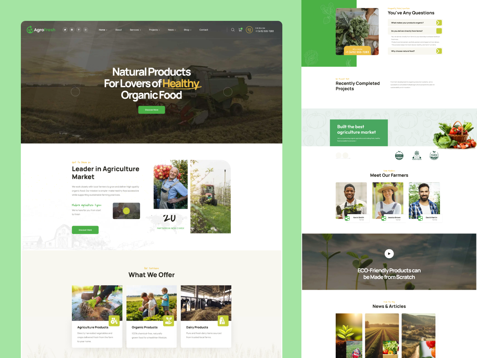 AgroFresh – Agricultural Landing Page Web Design e‑commerce landing page e‑commerce platform grocery website homepage landing page landing page design. mobile app online shopping organic food product design ui design uiux ux design web design website design