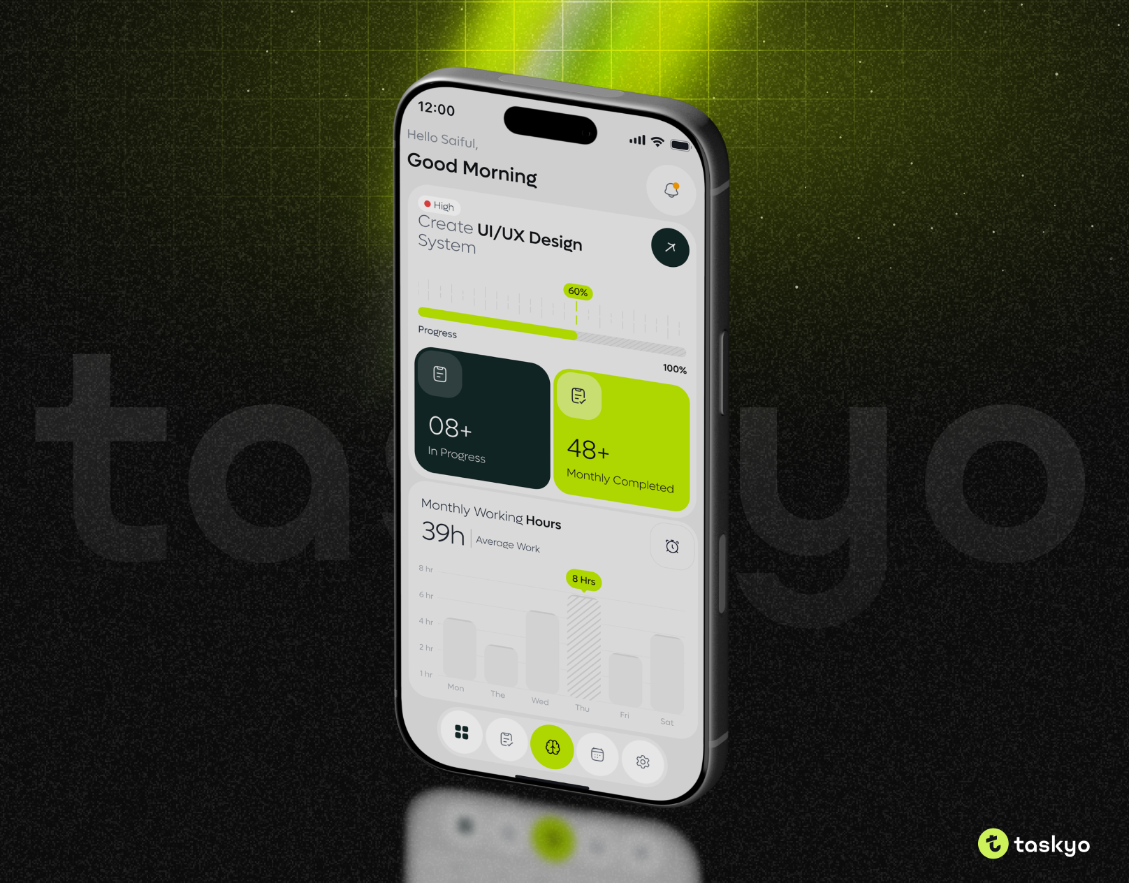 Example of Modern AI Task Management Mobile App |  AI Workflow App Concept