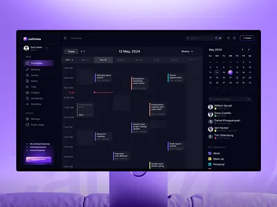Caltimes | Schedule Manager — Sleeko Studio aiproductdesign app ui design booking calendar call dashboard dashboarddesign meeting productux saasdesign schedule schedulingapp sleekostudio task ux