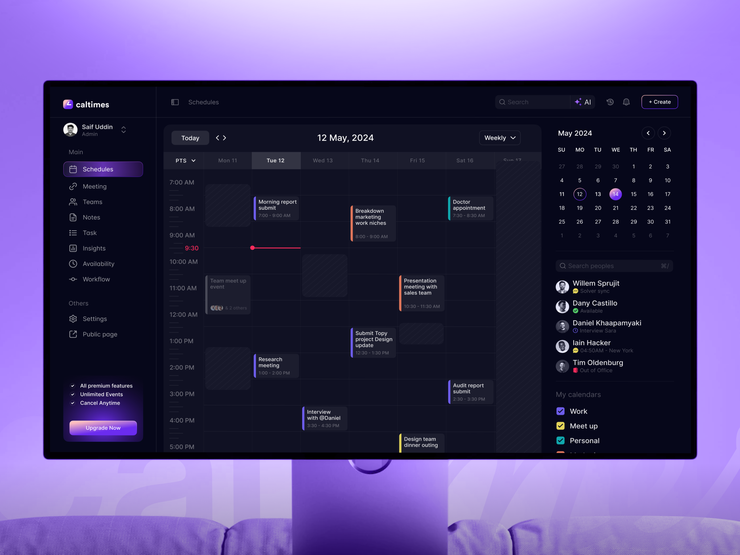 Caltimes | Schedule Manager — Sleeko Studio