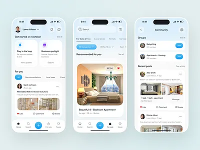 Community Marketplace & Local Services App app design appinspiration buy and sell app community app ios app local services app market place app mobile app mobile app design mobile ui neighborhood app real estate app rental app ui design