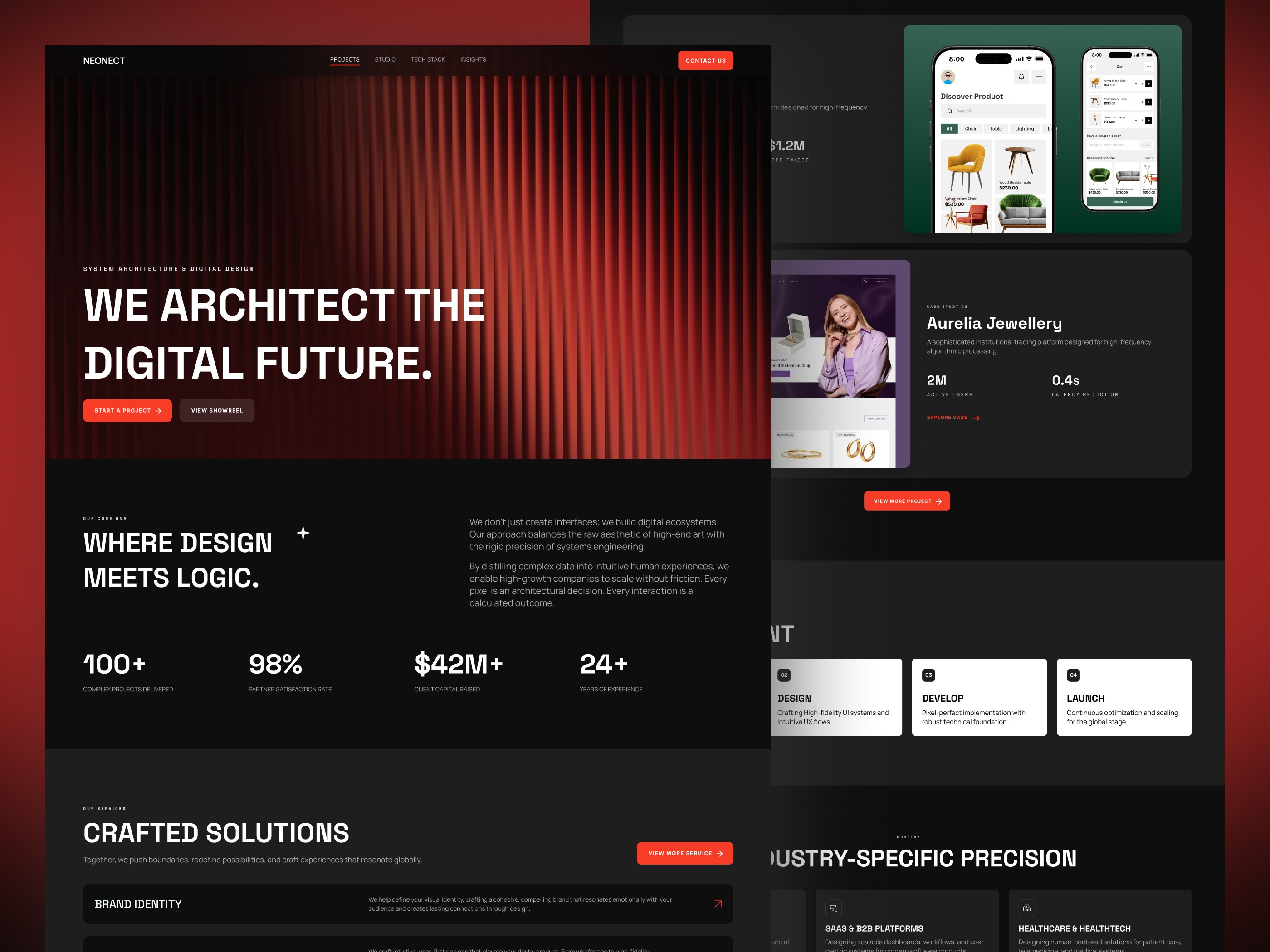 NEONECT - Creative Agency Landing Page agency branding agency landing page agency website brand identity branding creative agency creative direction creative portfolio creative website dark mode digital agency digital marketing landing page landing page design marketing agency ui design uiux design ux design visual identity website design