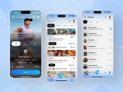 Social Gamification App Design | Social Discovery Flow activity feed animation app design challenge app figma fitness app game ui gamification ios app design mobile mobile app design mobile ui product design rival system social app social gamification ui design uiux xp system
