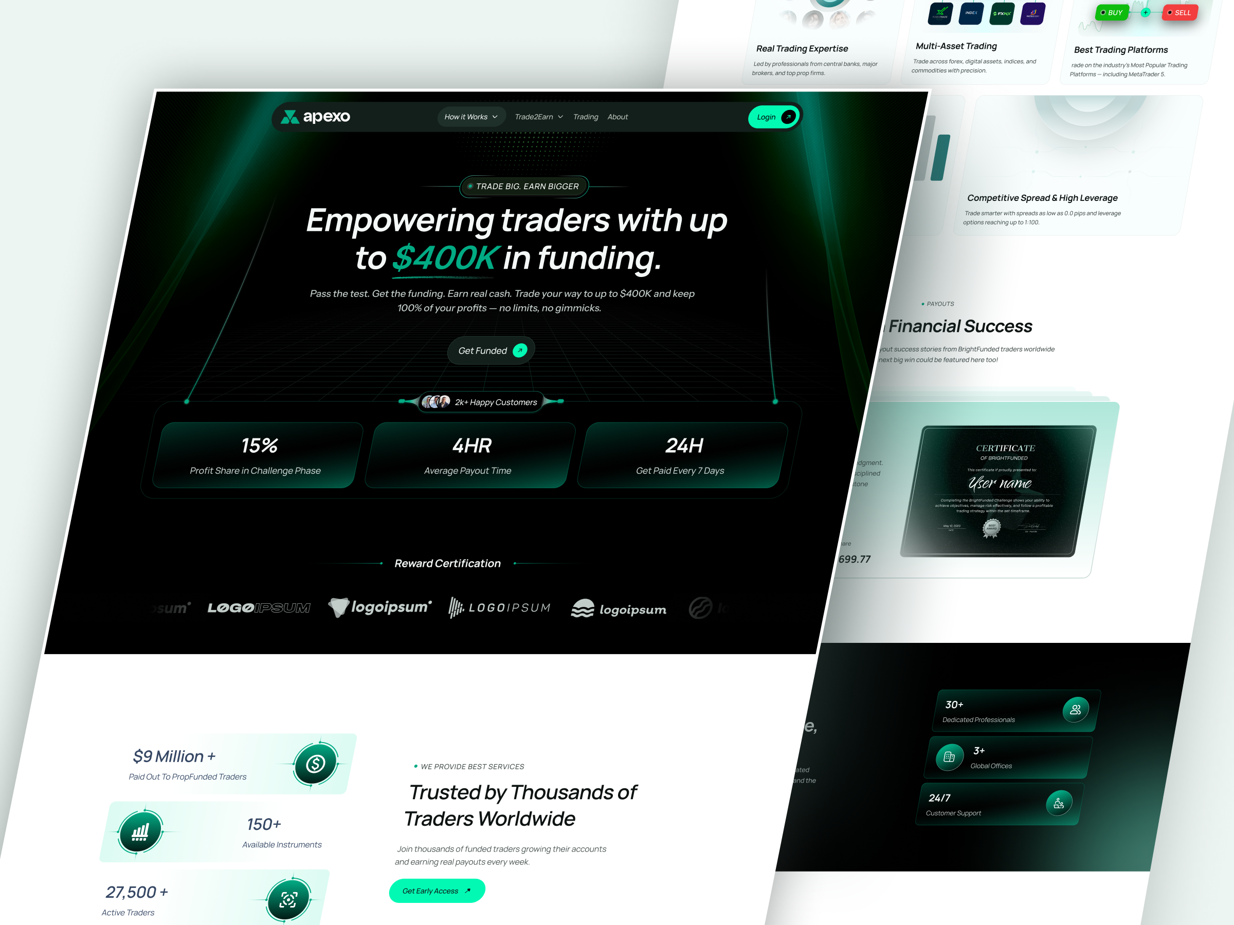 Prop Firm Landing Page - Trading Platform Concept blockchain crypto crypto landing page dashboard defi fintech landing page product design prop firm landing page propfirm token trading trading platform trading terminal tradingplatform uidesign web design web3
