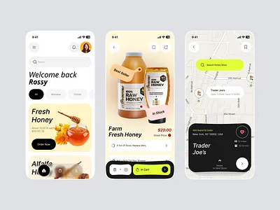 Honey Delivery App UI couner delivery delivery app e commerce food app food delivery app food delivery service grocery delivery app honey app mobile mobile app mobile food app product design ui ux web web design