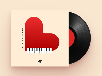 Loving Piano - Album Cover album care design disc heart illustration love music ngnvuan nguyenvuan piano red ui valentine vietnam vinyl
