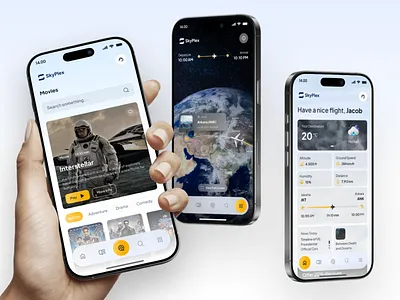 SkyPlex - Inflight Entertainment Mobile App agensip airplane attendant entertainment flight inflight map mobile mobile app mobile entertainment plane reservation route saas trip ui design ui kit ux ux design vacation