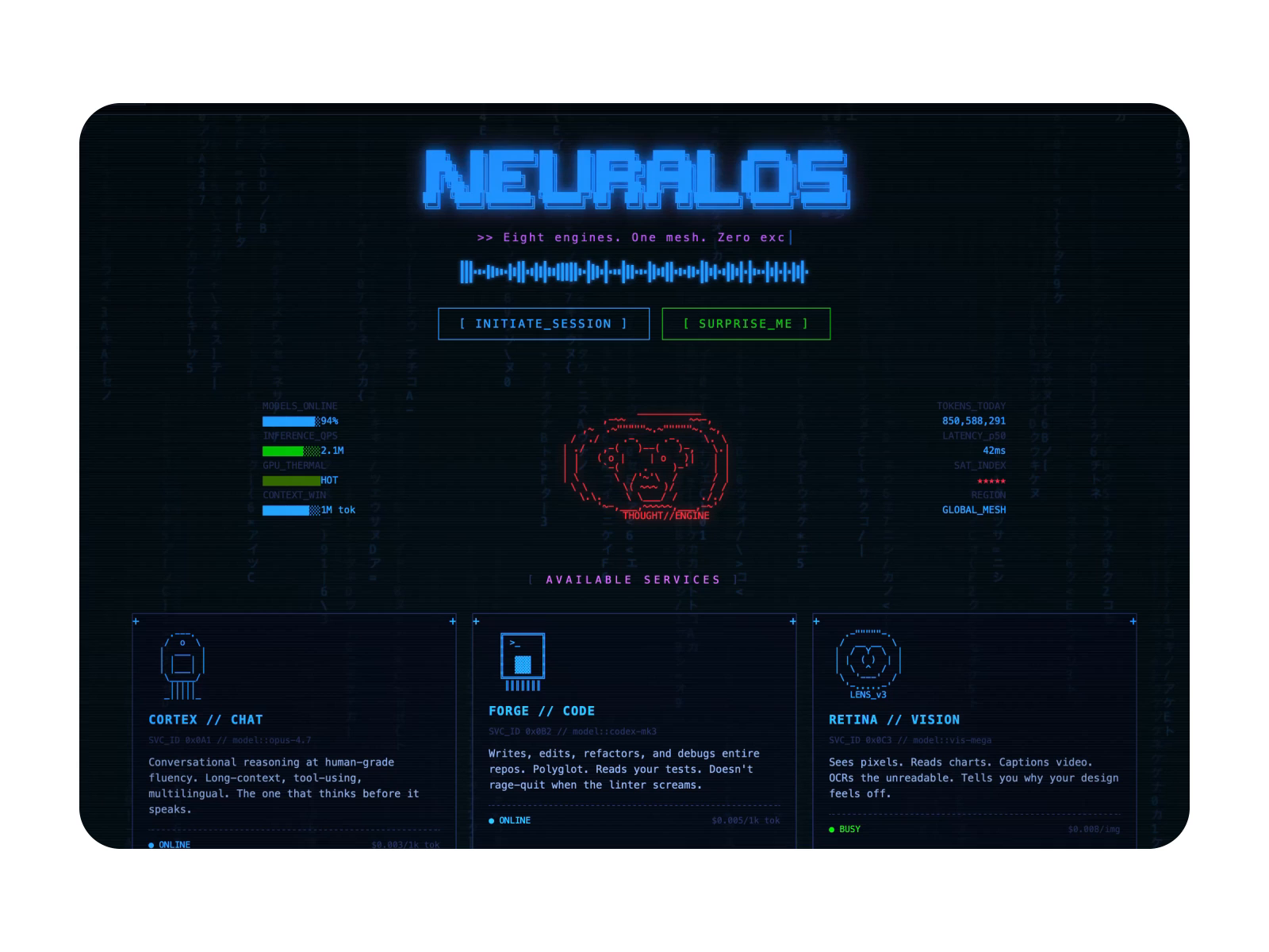 Example of Neuralos landing page