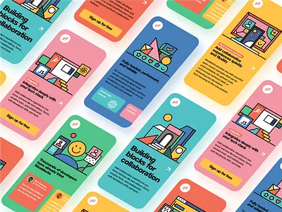 Blocks Illustration app branding code coding collaboration colorful design development geometry graphic design homepage icon illustration landing page logo mobile playful service ui website