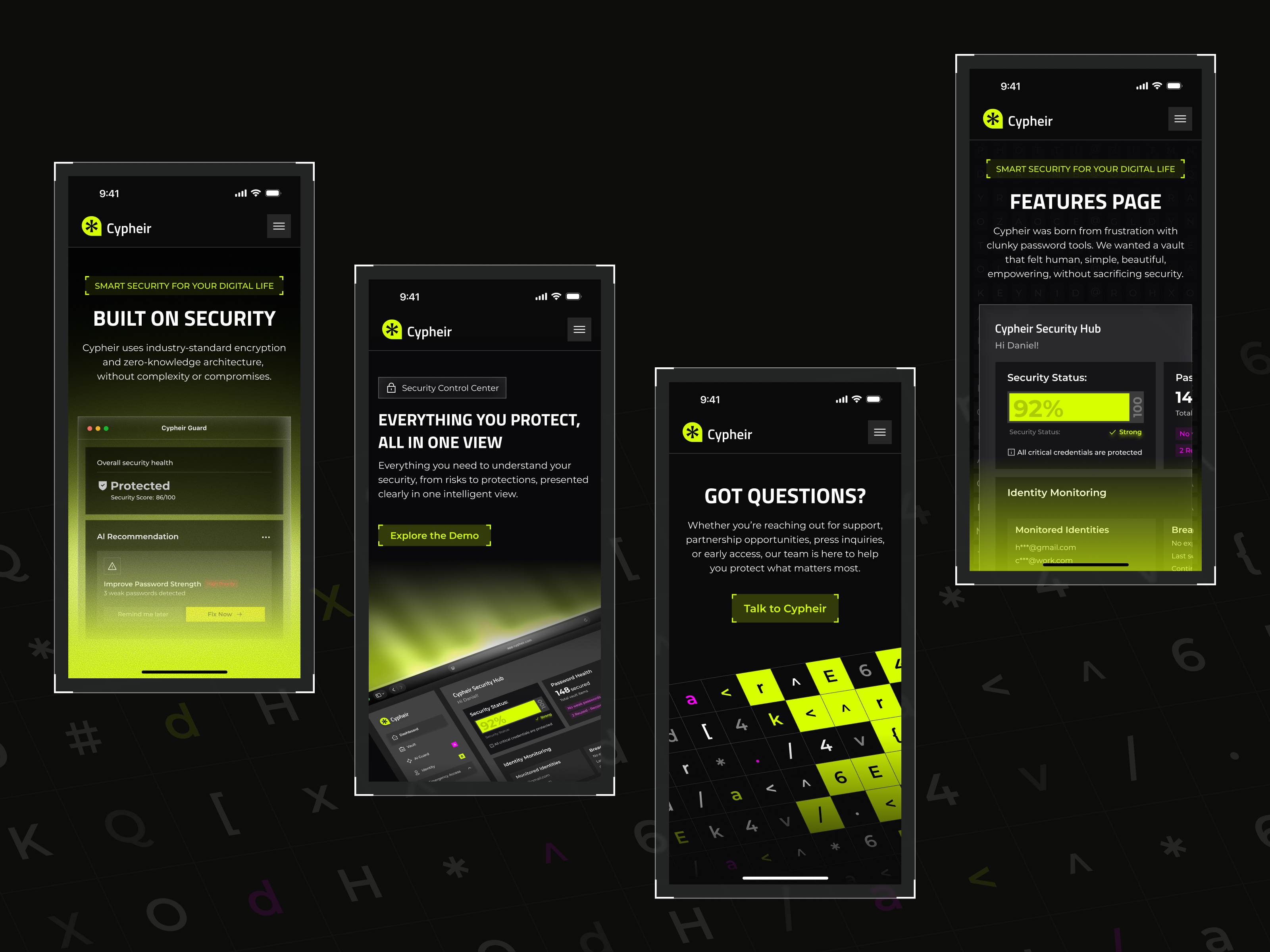 Cypheir Cybersecurity Mobile Design