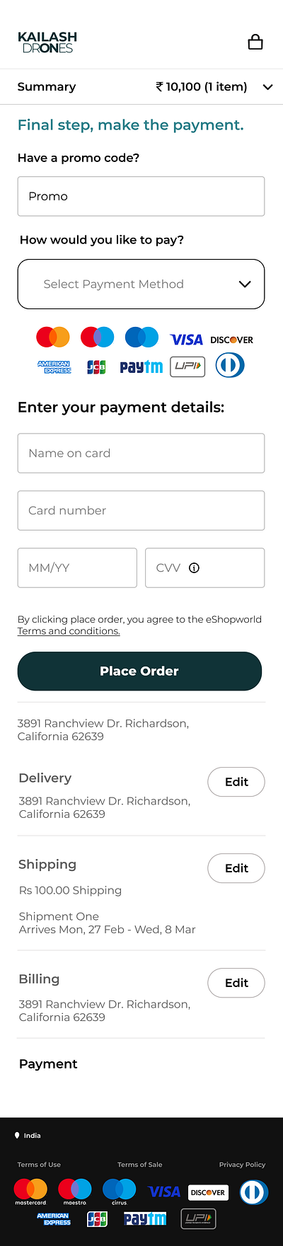 Daily UI / Day2 - Credit card checkout page dailyui