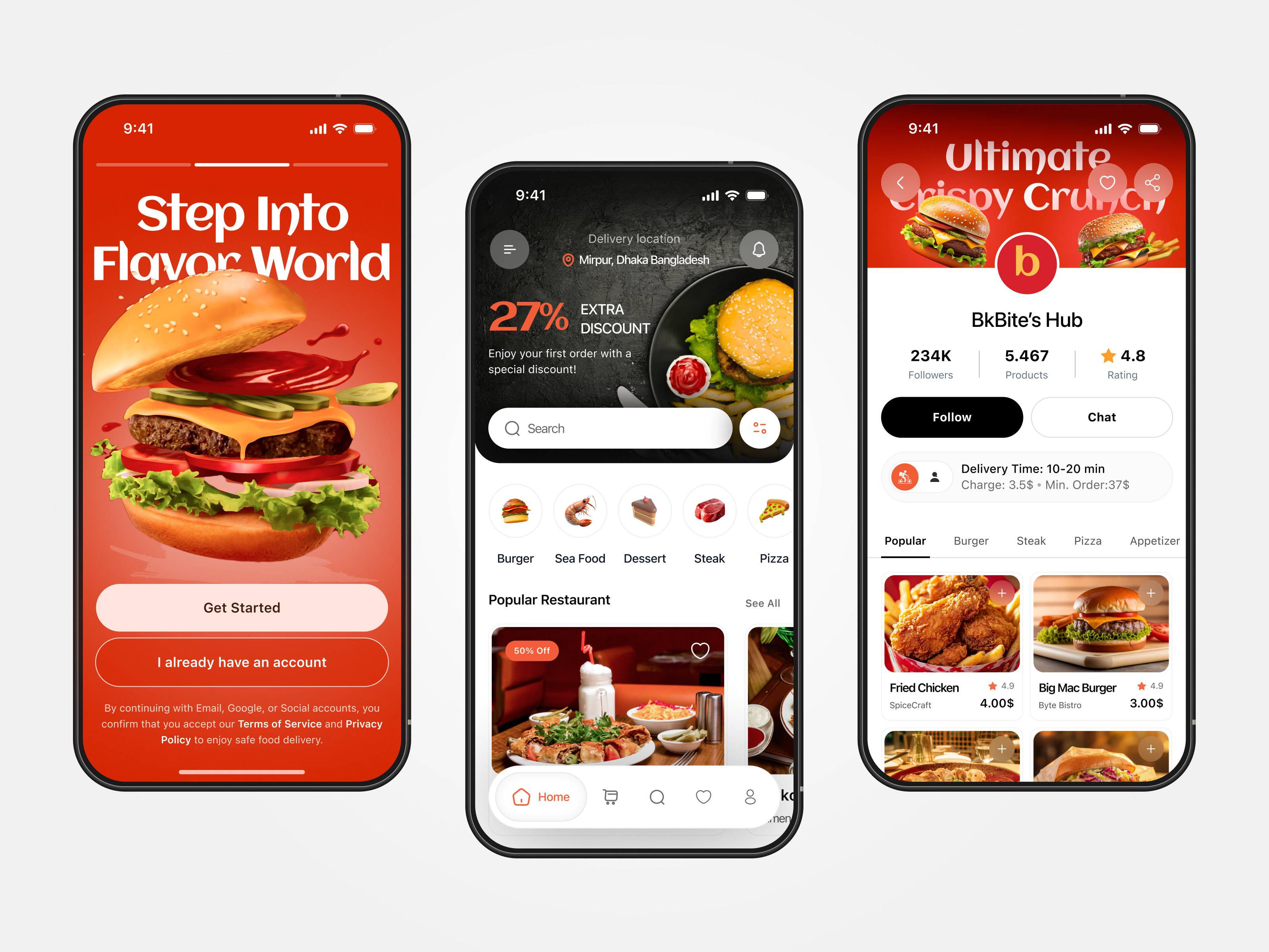 Food Delivery Mobile App app design burger app delivery service app delivery tracking app food delivery app food delivery ui food ordering app food ui design ios mobile mobile app design mobile ui ordering system oripio product design restaurant app ui design ux design