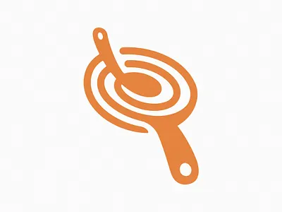 Cooking Pan Logo branding cooking icon logo logos pan simple spiral spoon
