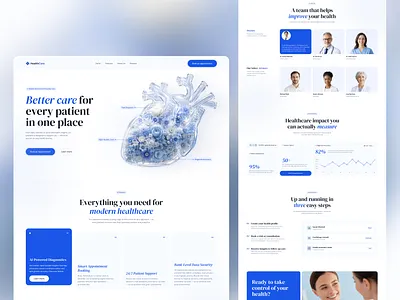 HealthCare – AI Powered Clinic Landing Page aipowered concept design landing landingpage ui uiux ux webdesign website