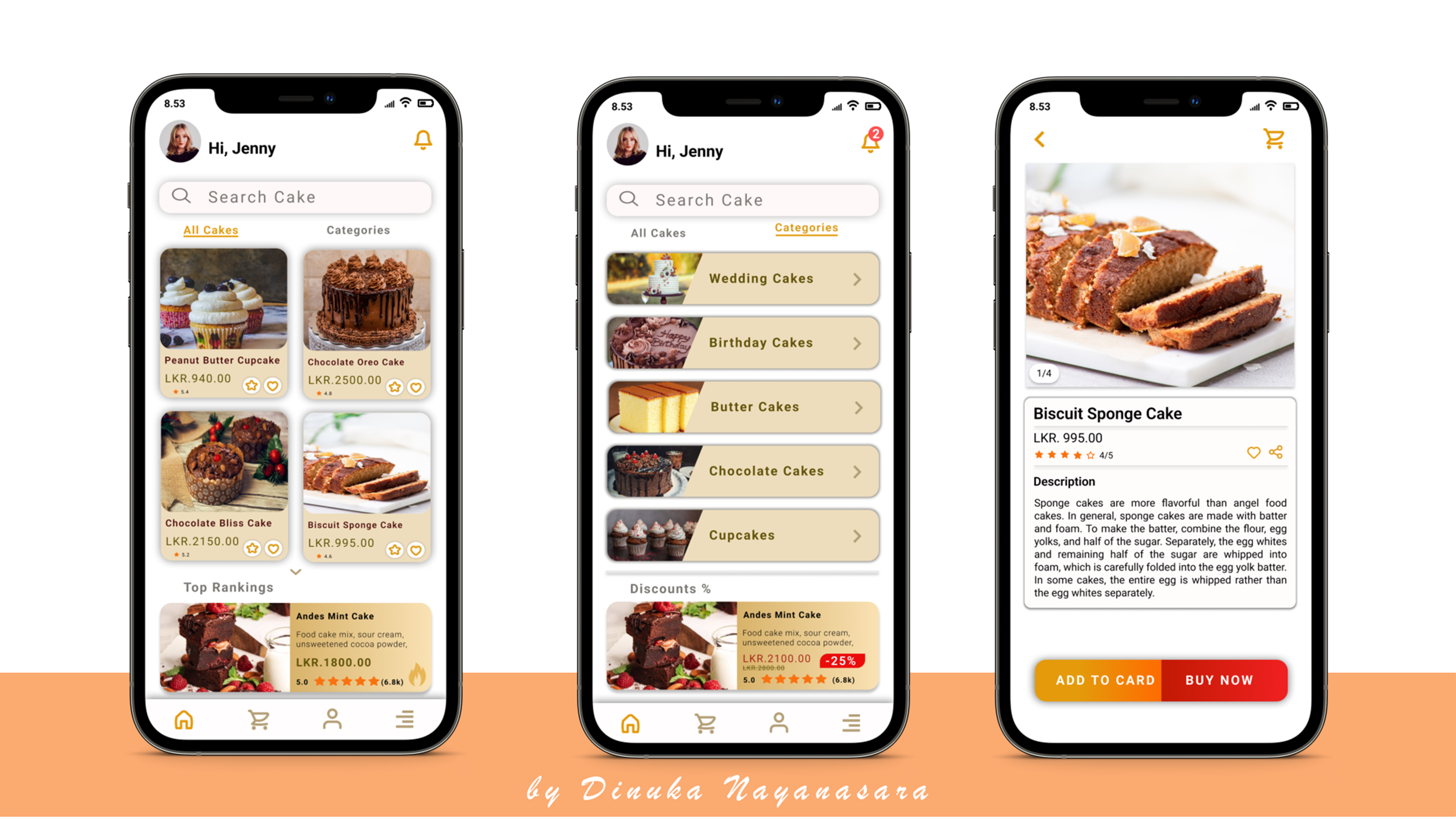 Cake Delivery App — Home Screen UI Design