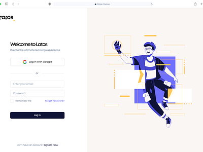 Latos - E-learning Log In Page boy branding character clean component create account dashboard design form illustration log in login man siginin sign in sign up signup ui vector web app