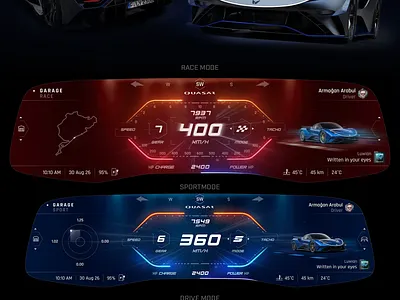 Hypercar Elektron Quasar - UX/UI/HMI for the main instrument car hypercar motion graphics ui ux