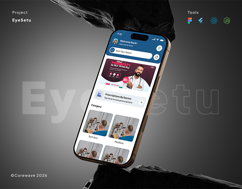 Eye Setu - Eye Care, Mobile App Design & Development eyecare app eyewear figma flutter healthcare mobile app node.js ui design user experience user interface design ux design