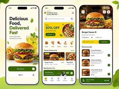 Food Delivery Mobile App UI android app app design clean delivery delivery app delivery app design figma food food app food app design food delivery mobile app foodui ios minimal mobile app mobile app design ui ui design