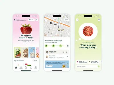 Fresh Grocery Delivery App UI/UX Design ai app ai ui app design app interface clean ui dashboard ui delivery app ecommerce app figma design food delivery grocery app grocery delivery ios app mobile app mobile ui product design startup app ui design uiux ux design