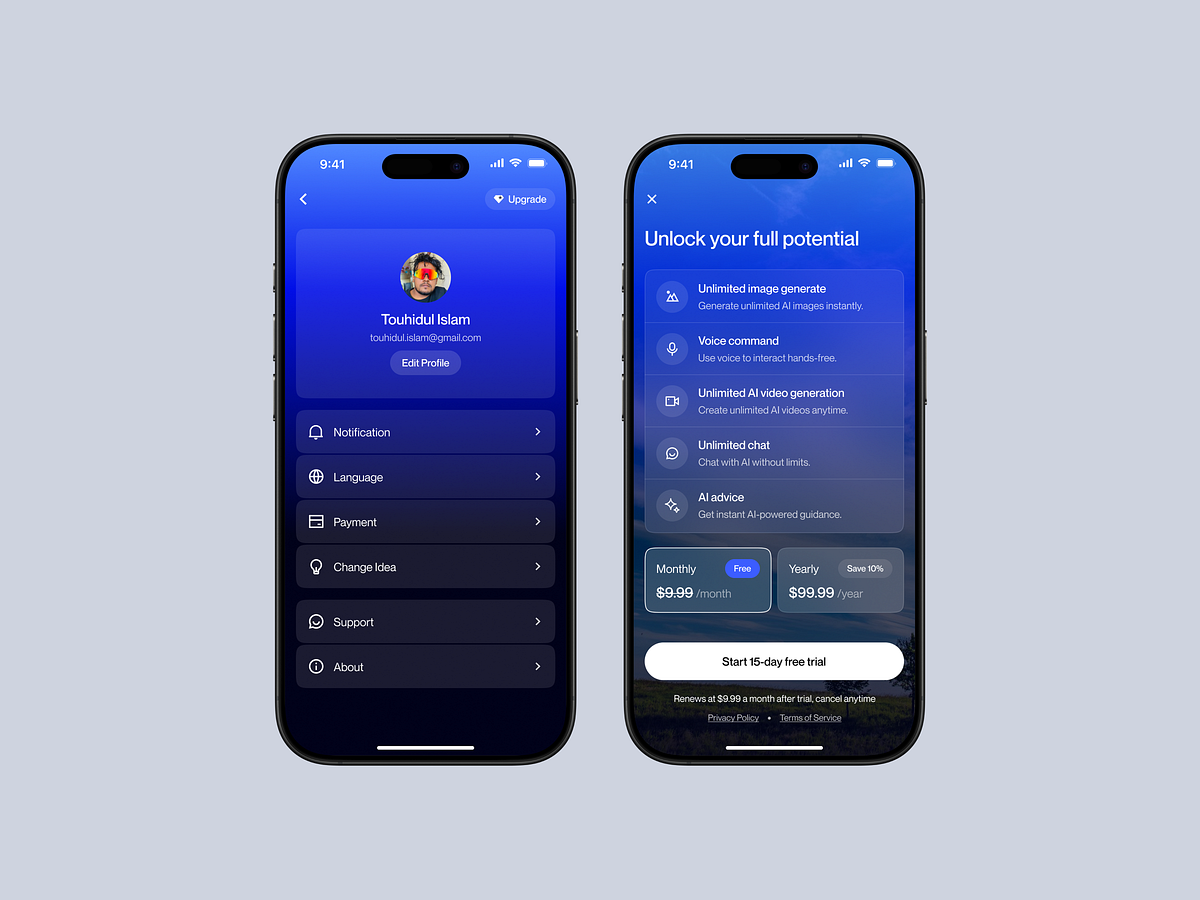 AI Assistant Mobile App UI