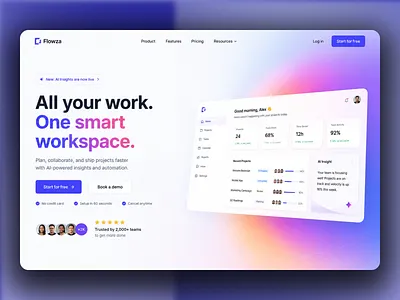 All Your Work. One Smart Workspace – SaaS UI ai automation ai dashboard design ai insights ui b2b saas design clean ui design dribbble shot figma dashboard modern dashboard product design productivity app ui project management ui project tracking saas workspace smart workspace software as a service startup workspace task management dashboard team collaboration software team productivity web design 2026