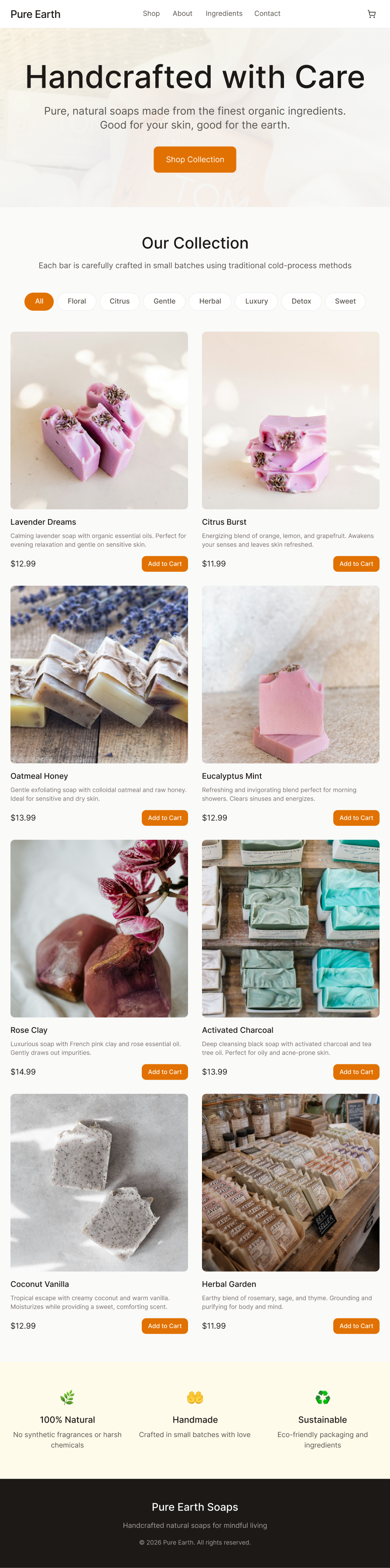 E-commerce shop for handmade soap